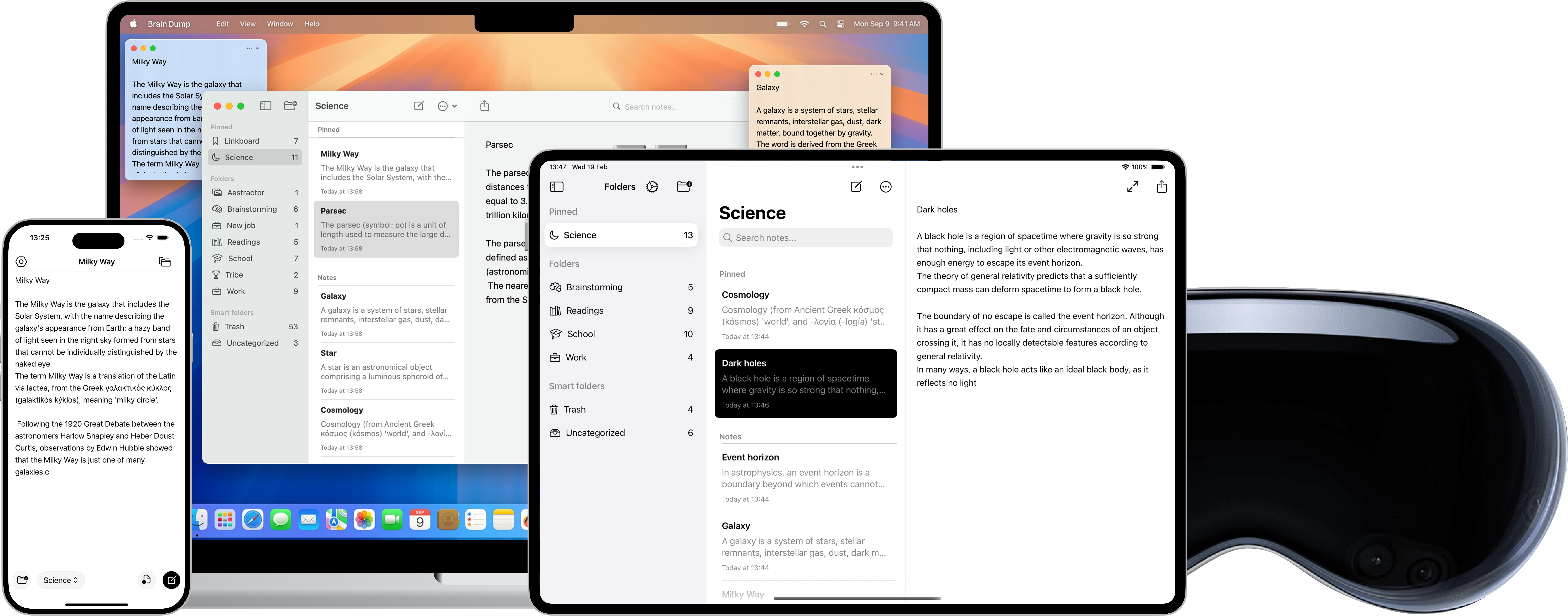 Brain dump on iPhone, iPad, Mac and Vision Pro